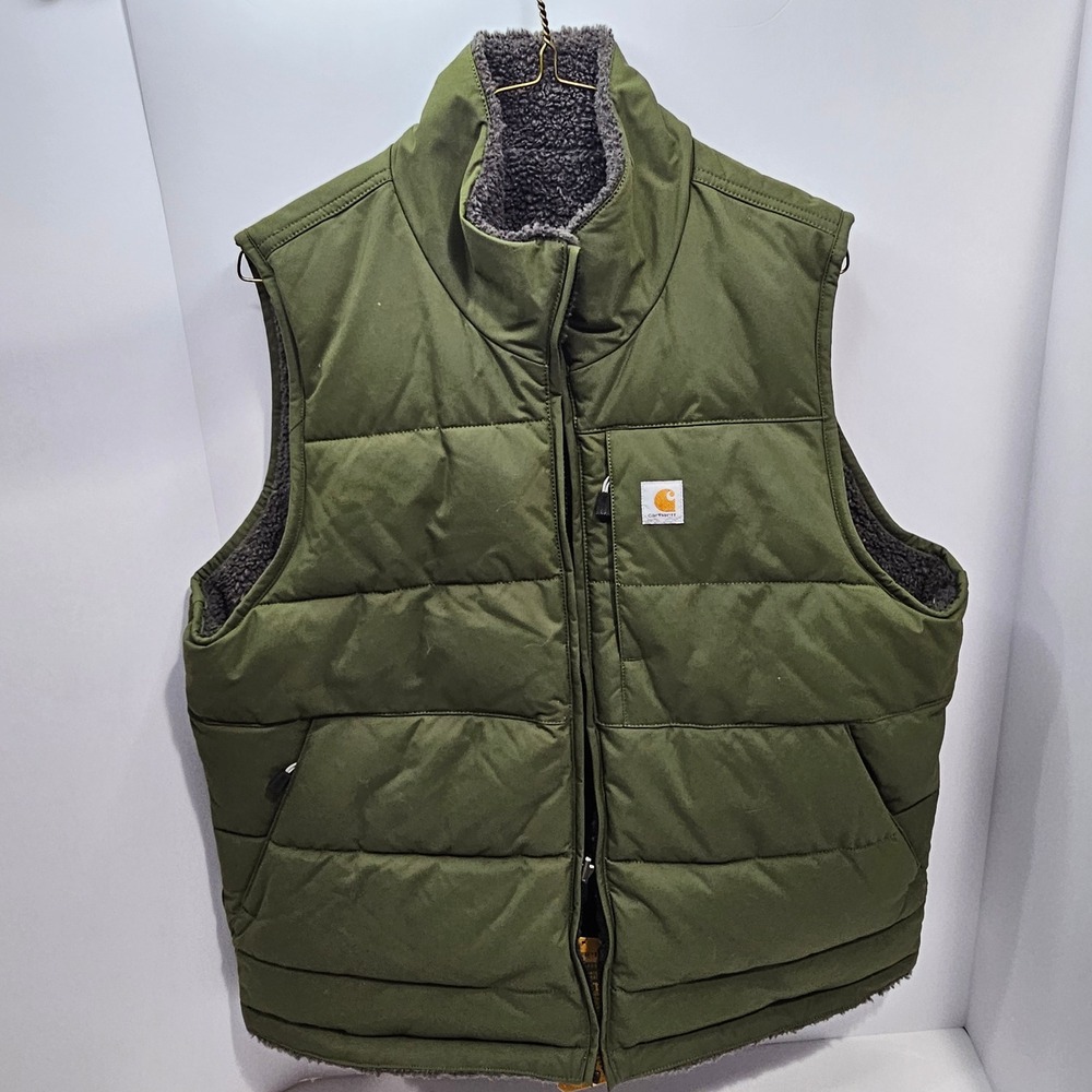 Carhartt Montana Insulated Vest Women L Olive Green Reversible Sherpa OV5607-W - Picture 2 of 9